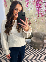 Cream ruffle sleeve jumper