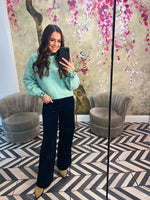 Wide leg teal cords
