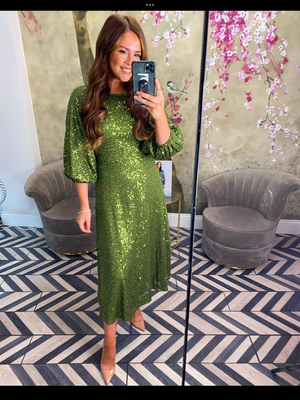 Green sequin midi