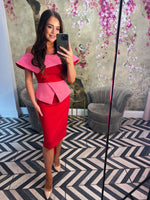 Pink & red bardot dress