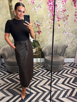 Chocolate leather skirt