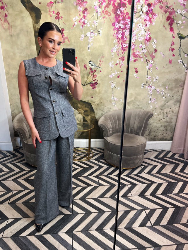 Grey wide leg trouser