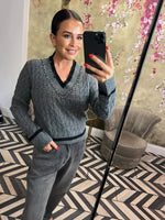 Grey cable knit jumper