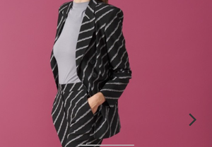 Black blazer with gray stripe