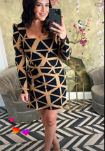 Black and beige print dress