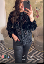 Black velvet embossed shirt