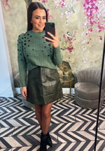 Green & black diamanté jumper