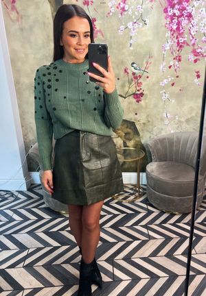 Green & black diamanté jumper